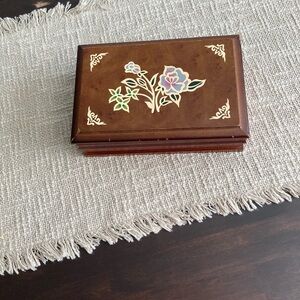 Vintage Wooden Jewelry Box with Floral Design